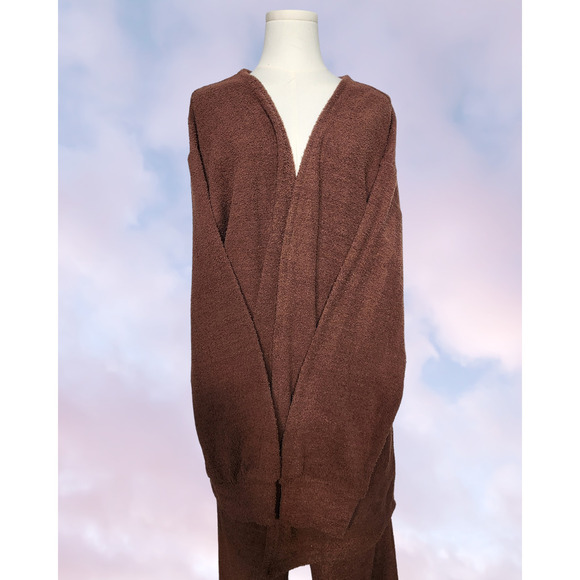 NWT Yitty Pet Me Brown Two Piece Comfy Cardigan Wide Leg Pant  Fuzzy Soft  Set - Picture 2 of 6